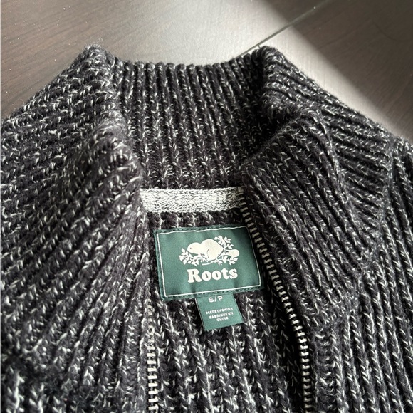 Roots Gray Ribbed Zip Up Cardigan Sweater - Picture 2 of 5